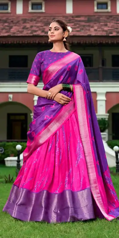 Super Blue Color Dola Silk Shibori Print Zari Weaving Lehenga Choli