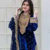 Blue Velvet Georgette Embroidery Sequence Salwar Suit