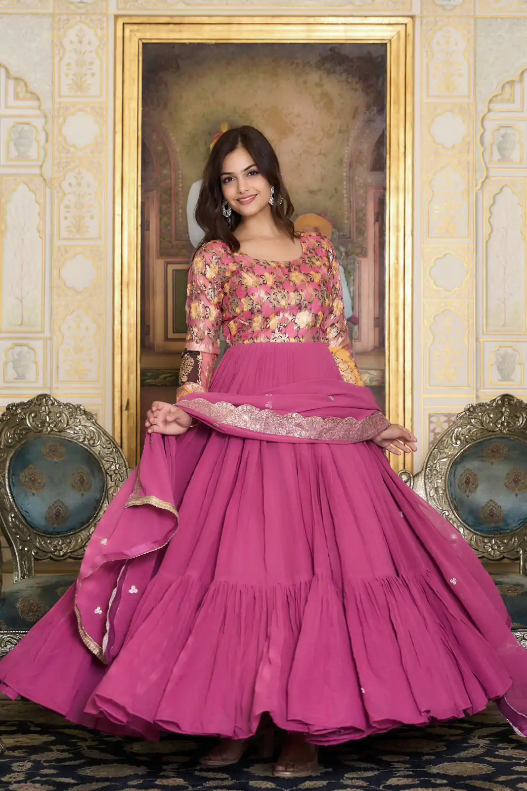  Ram 052 Pink Color Fox Georgette Embroider Pure Zecard Work Gown Wedding Party, Festive, Events Etc.4-6 Working Days@2149/-only  | Gowns, Bollywood Gowns, Creative Gowns, Designer Gowns, Embroidered Gowns, Party Wear Gowns, Straight Suits
