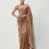 Mustard Yellow Embroidery Lace Border Sequins Work Saree