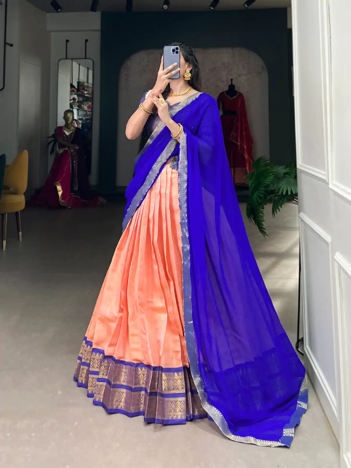 LNB 2002 Peach Color Color Kanchipuram Zari Weaving Work Lehenga Choli Wedding, Party, Festive, Events Etc. Delivery 4-6 Working Days Rs 1899 | Lehenga, Bollywood Lehenga, Creative Lehenga, Designer Lehenga, Embroidered Lehenga, Party Wear Lehenga
