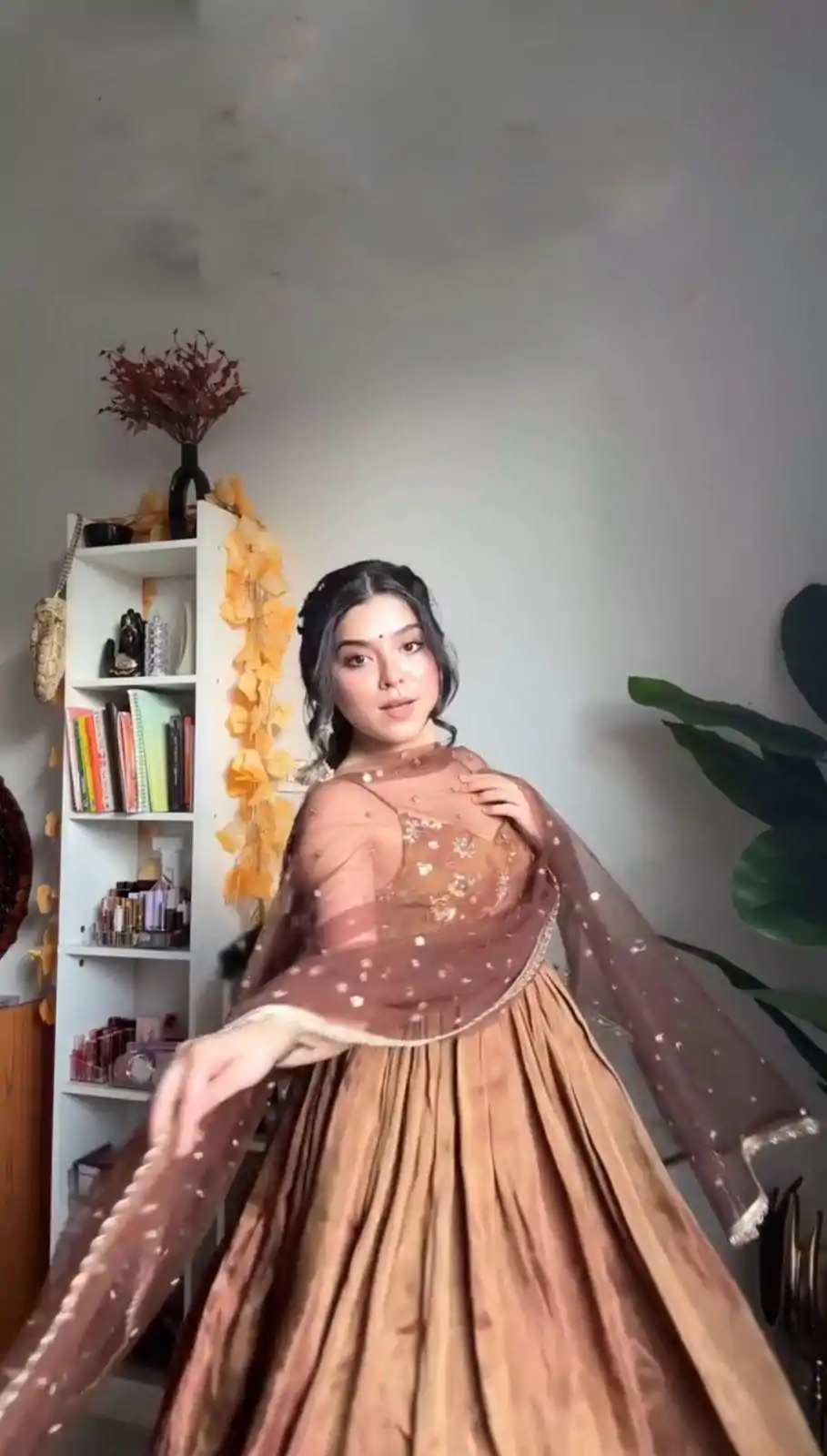 SRK 5239 Brown Color Fendi Silk With Embroidery Sequence Work Anarkali Gown Wedding Party, Festive, Events Etc.4-6 Working Days@1999/- only | Gowns, Bollywood Gowns, Creative Gowns, Designer Gowns, Embroidered Gowns, Party Wear Gowns, Straight Suits