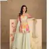 Classic Creme Color Chinon Printed Embroidery Work Sharara Suit