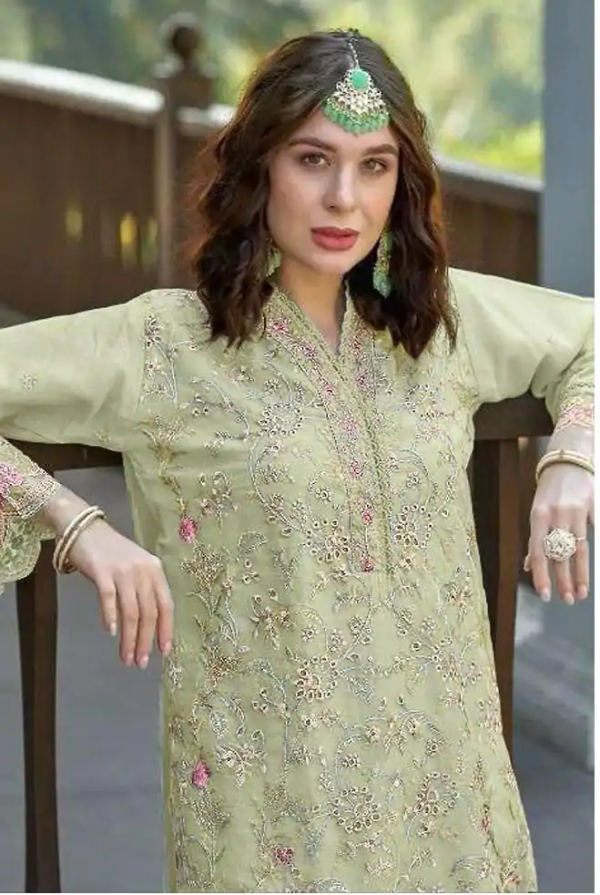 FC 1129 Light Green Color Organza With Embroidery Sequence Work Salwar Suit Casual, Wedding, Party, Festive, Events Etc.4-6 Working Days@ 2449/-only | Jump Suits, Salwar suit, Casual Suits, Creative suits, Designer Suits, Palazzo Suits, Party Wear Suits, Patiala Suits, Straight Suits