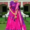 Fantastic Purple Color Dola Silk Shikora Print Zari Border Lehenga Choli