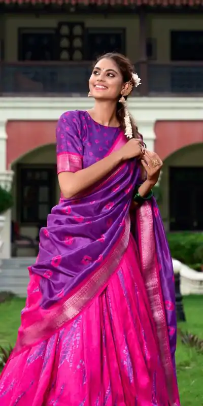Fantastic Purple Color Dola Silk Shikora Print Zari Border Lehenga Choli