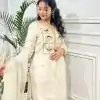 White Silk With Heavy Coding Embroidery Sequence Work Salwar Suit