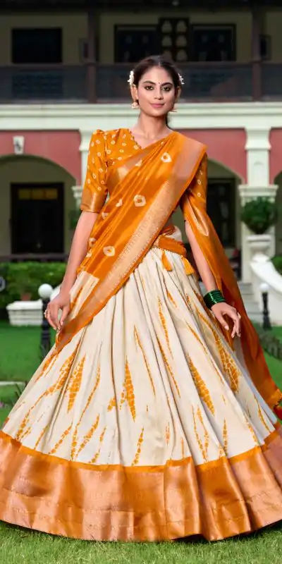 Fantastic Yellow Color Dola Silk Shikora Print Zari Border Lehenga Choli