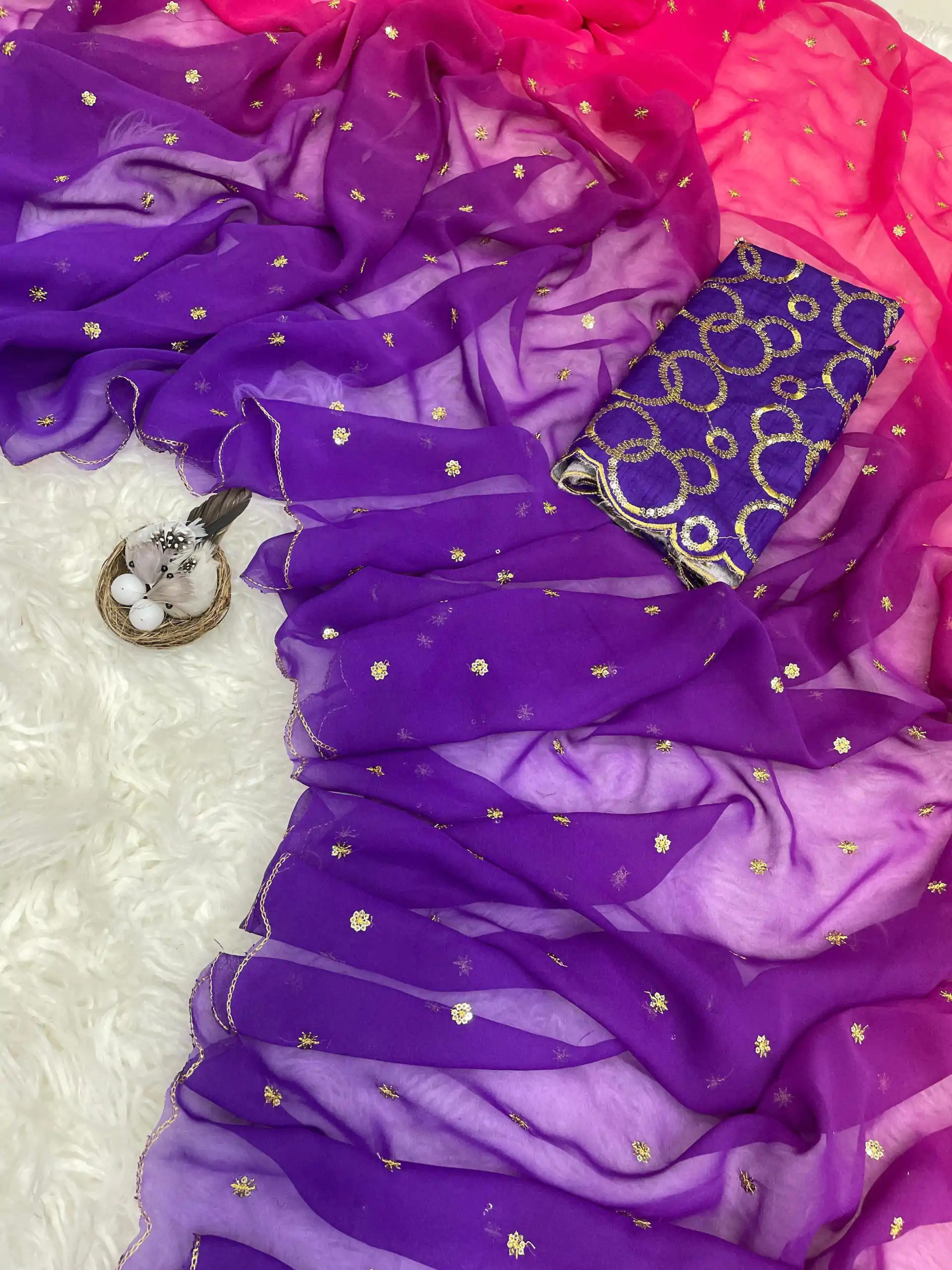 MS 470 Purple color Georgette With Sequence Worked Butti Saree Casual, Wedding, Festive, Events . Expected Delivery  4-6 Working Days @1699/- only                                                                                                                                                                                  | Sarees, Bollywood Sarees, Creative Sarees, Designer Sarees, Embroidered Sarees, Ethnic Saree, Modern Digital sarees, Party Wear Sarees