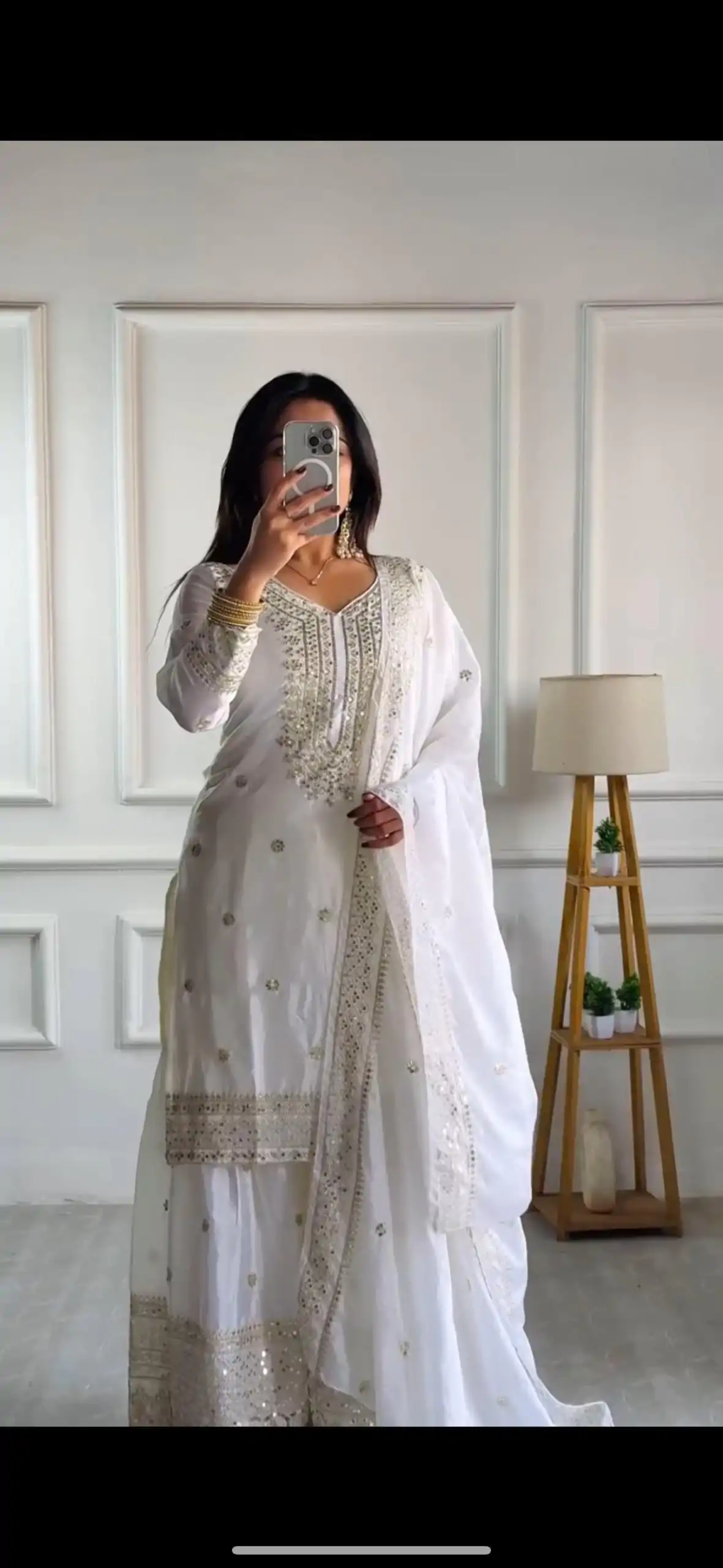 NSR-800 White Color Chinnon Silk With Embroidery Work Sharara Suit Wedding, Party, Festive, Events Etc. Expected Delivery 4-6 Working Days @2149/- | Jump Suits, Salwar suit, Casual Suits, Creative suits, Designer Suits, Palazzo Suits, Party Wear Suits, Patiala Suits, Straight Suits