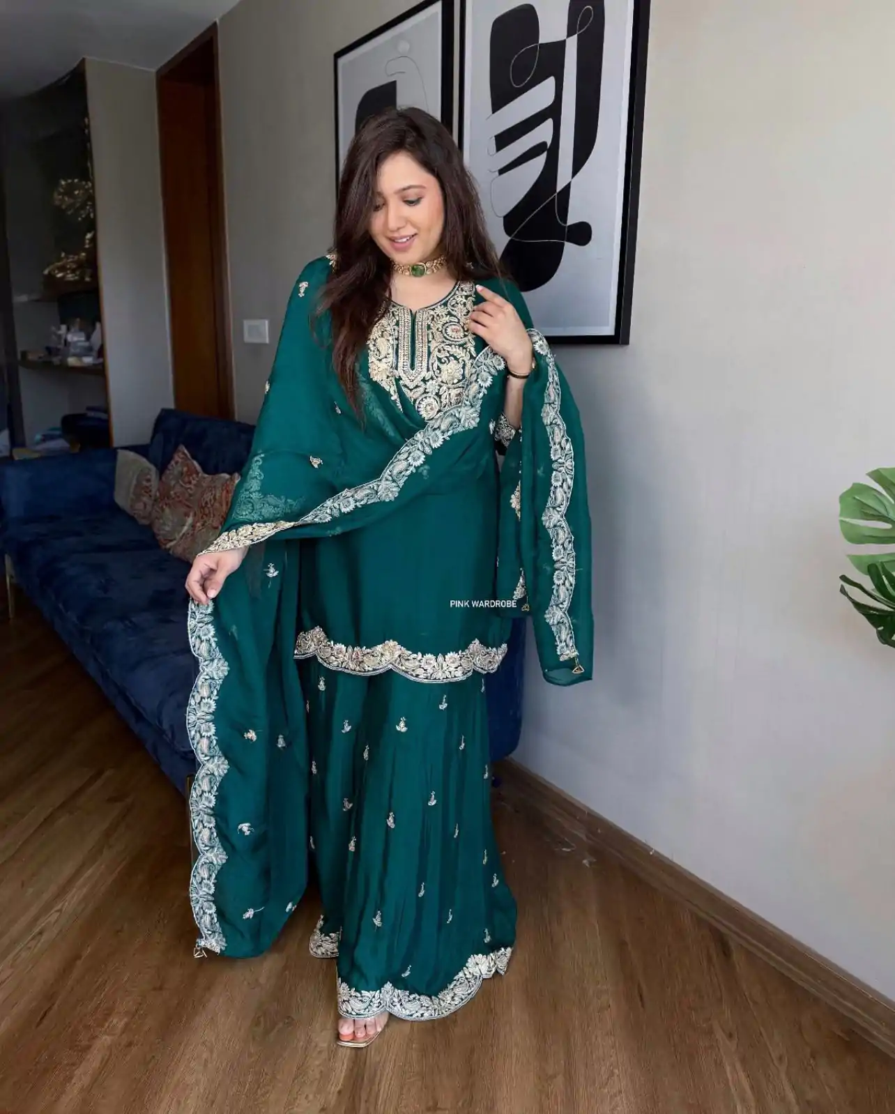 SRK 5231 Dark green Color Chinnon Silk With Embroidery Sequence Work Salwar Suit Casual, Wedding, Party, Festive, Events Etc.4-6 Working Days@ 2099/-only | Jump Suits, Salwar suit, Casual Suits, Creative suits, Designer Suits, Palazzo Suits, Party Wear Suits, Patiala Suits, Straight Suits
