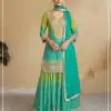 Perfect Firozi Color Chinon Digital Print With Mat Sequence Sharara Suit