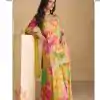 Pink Chinon Printed Embroidery Work Sharara Suit