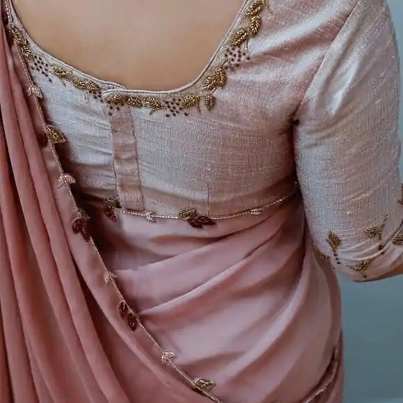 Pink Rangoli Silk Handwork And Cutwork With Pearl Saree - Image 3