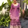 Pink Twill Net With Heavy Embroidery Sequence Work Salwar Suit