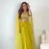 Yellow Chinon Silk Thread With 9mm Sequence Dhoti Suit