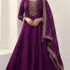 Wine Silk Georgette with Embroidery Work Anarkal Suit