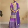Warm Violte Color Chinon Digital Print With Mat Sequence Sharara Suit