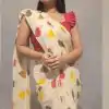 Half White Soft Georgette Silk Digital Print Heart Design Saree