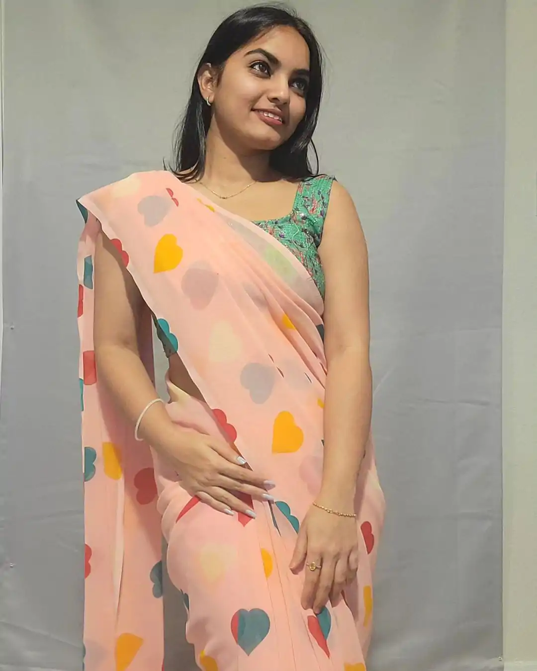 SC 215 Peach Color Soft Georgette Silk Digital Print Heart Design Ready To Wear Saree, Wedding, Festive, Events . Expected Delivery  4-6 Working Days @1499/                                                                                                                                            | Sarees, Bollywood Sarees, Creative Sarees, Designer Sarees, Embroidered Sarees, Ethnic Saree, Modern Digital sarees, Party Wear Sarees