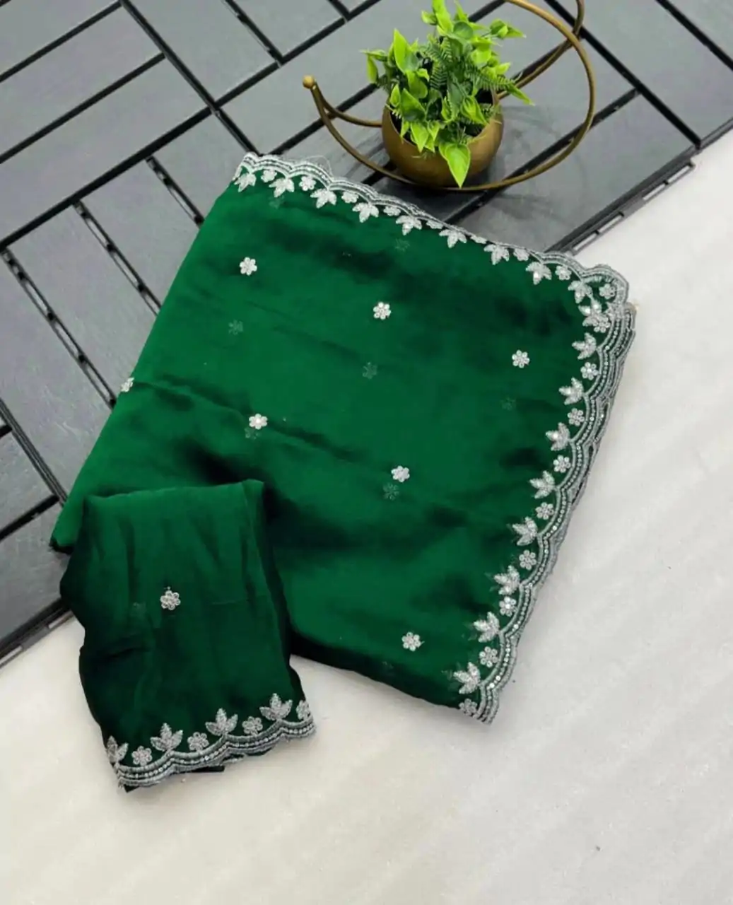 KT Arrival Green Color Rangoli Chiffon Embroidery Cut Work Saree Casual, Wedding, Festive, Events . Expected Delivery  4-6 Working Days @1549/- only                                                                                                                                             | Sarees, Bollywood Sarees, Creative Sarees, Designer Sarees, Embroidered Sarees, Ethnic Saree, Modern Digital sarees, Party Wear Sarees