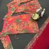 Beautiful Orange Color Silk- Faux Georgette Digital Print Salwar Suit