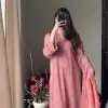 Peach Chinon Cotton Thread Embroidery Work Salwar Suit