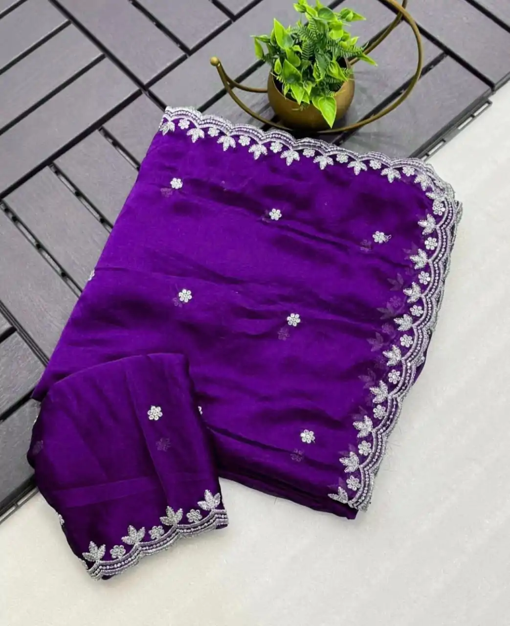 KT Arrival Purple Color Rangoli Chiffon Embroidery Cut Work Saree Casual, Wedding, Festive, Events . Expected Delivery  4-6 Working Days @1549/- only                                                                                                                                             | Sarees, Bollywood Sarees, Creative Sarees, Designer Sarees, Embroidered Sarees, Ethnic Saree, Modern Digital sarees, Party Wear Sarees