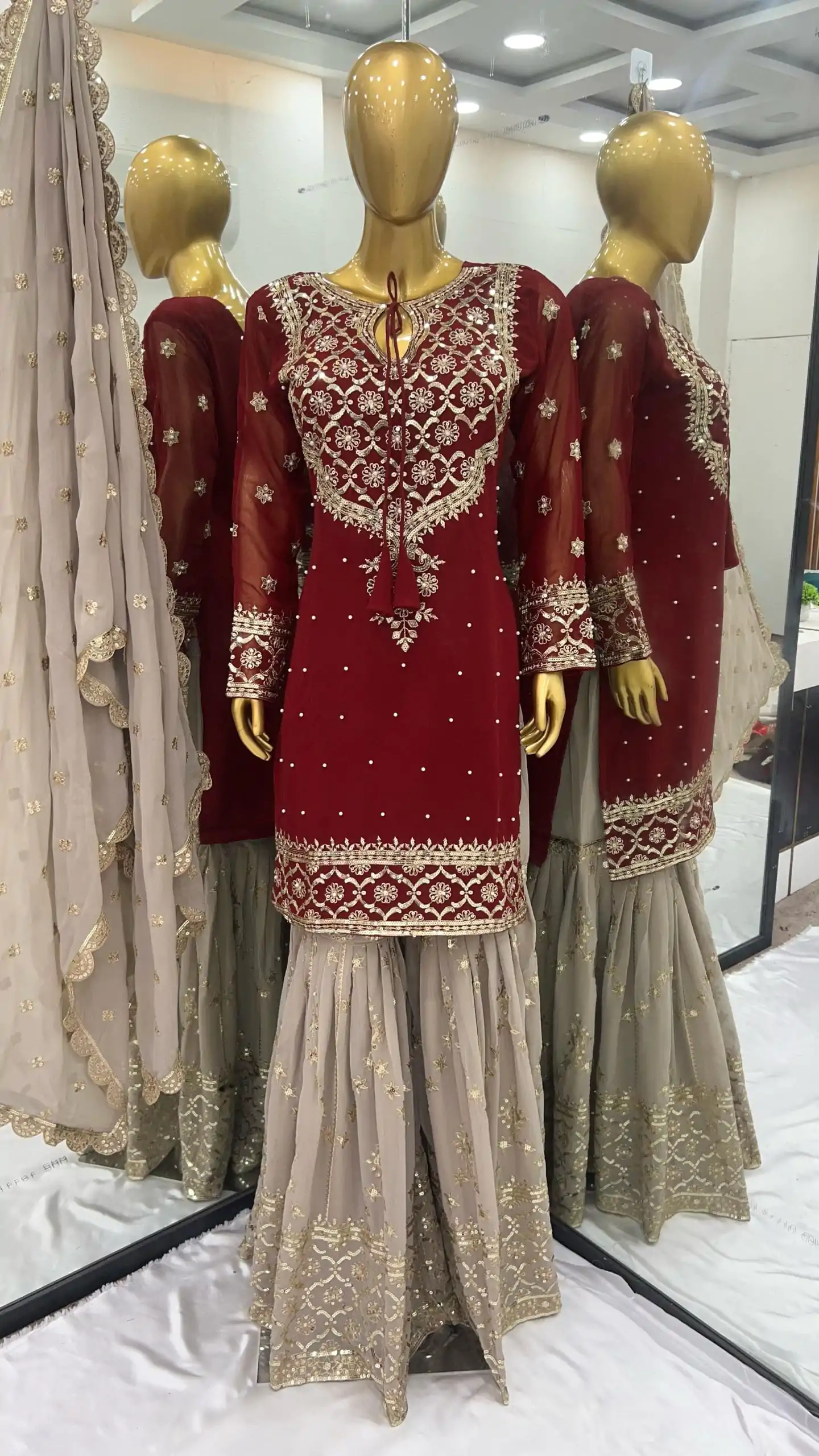 ZSR 3110 Red Faux Georgette With 5mm Embroidery Sequence Thread Work Salwar Suit , Wedding, Party, Festive, Events Etc.4-6 Working Days@ 2099/-only | Jump Suits, Salwar suit, Casual Suits, Creative suits, Designer Suits, Palazzo Suits, Party Wear Suits, Patiala Suits, Straight Suits