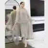 Cream Soft Net Embroidery Sequences Dimond Work Fancy Lass Salwar Suit