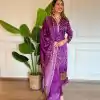 Fancy Violet Color Chinon Silk Wide Digital Print Coding Work Salwar Suit
