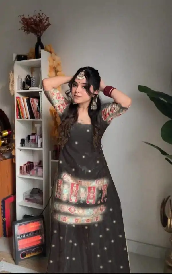 Black Chinnon Silk Embroidery Work Salwar Suit