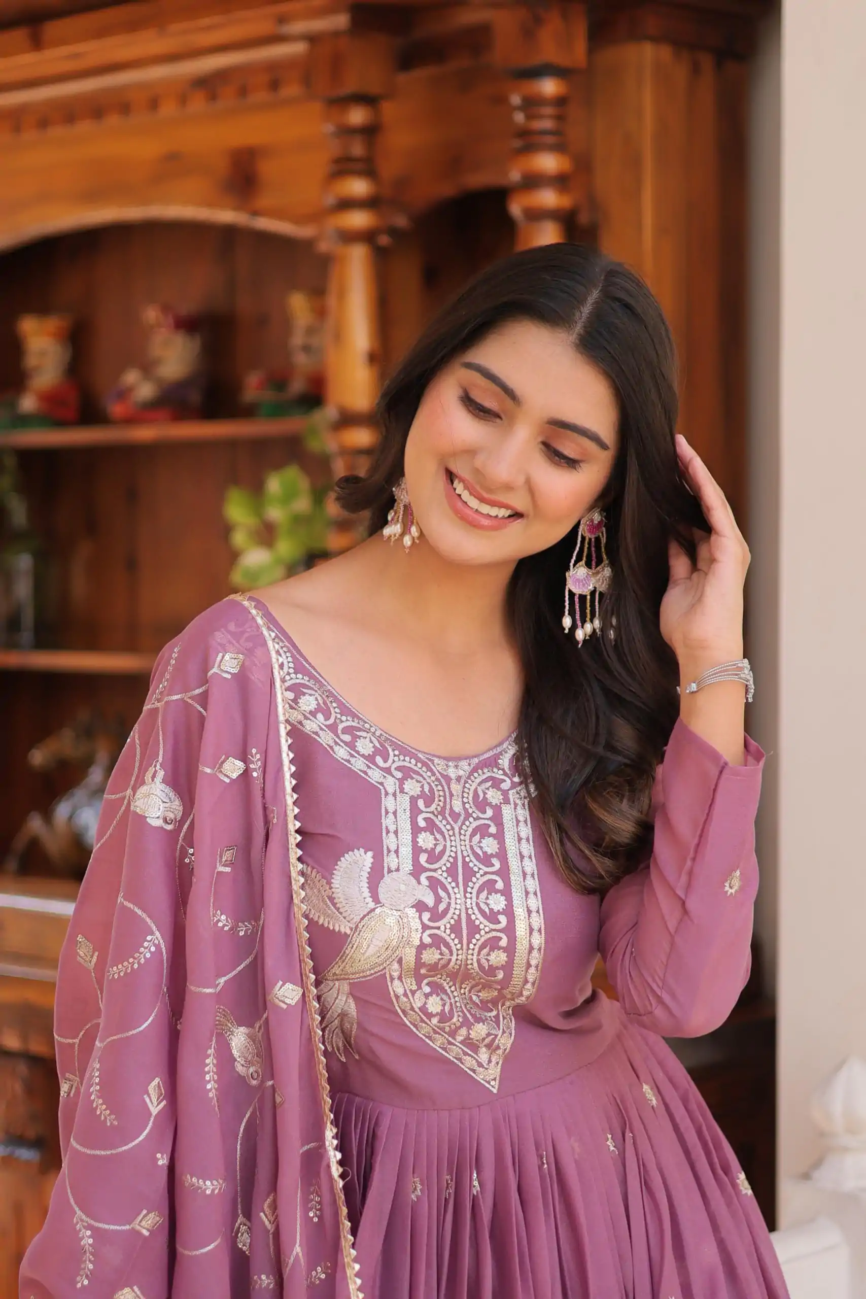 Ram 081 Light Purple Star Georgette Sequence Embroidery Work Anarkali Gown  Wedding Party, Festive, Events Etc.4-6 Working Days@2149/- only | Gowns, Bollywood Gowns, Creative Gowns, Designer Gowns, Embroidered Gowns, Party Wear Gowns, Straight Suits