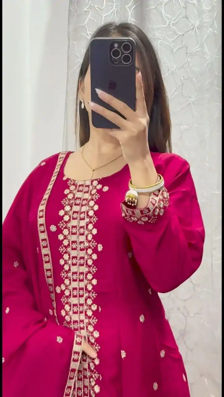 DC G84 Red Pure chinon With Embroidery Work With kali Salwar Suit Casual, Wedding, Party, Festive, Events Etc.4-6 Working Days@ 1899/-only | Jump Suits, Salwar suit, Casual Suits, Creative suits, Designer Suits, Palazzo Suits, Party Wear Suits, Patiala Suits, Straight Suits