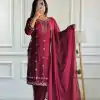 Red Star Georgette Embroidery Moti Work Salwar Suit