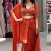 Lovely Orange Color Satin Silk Thread With Sequence Dhoti Suit