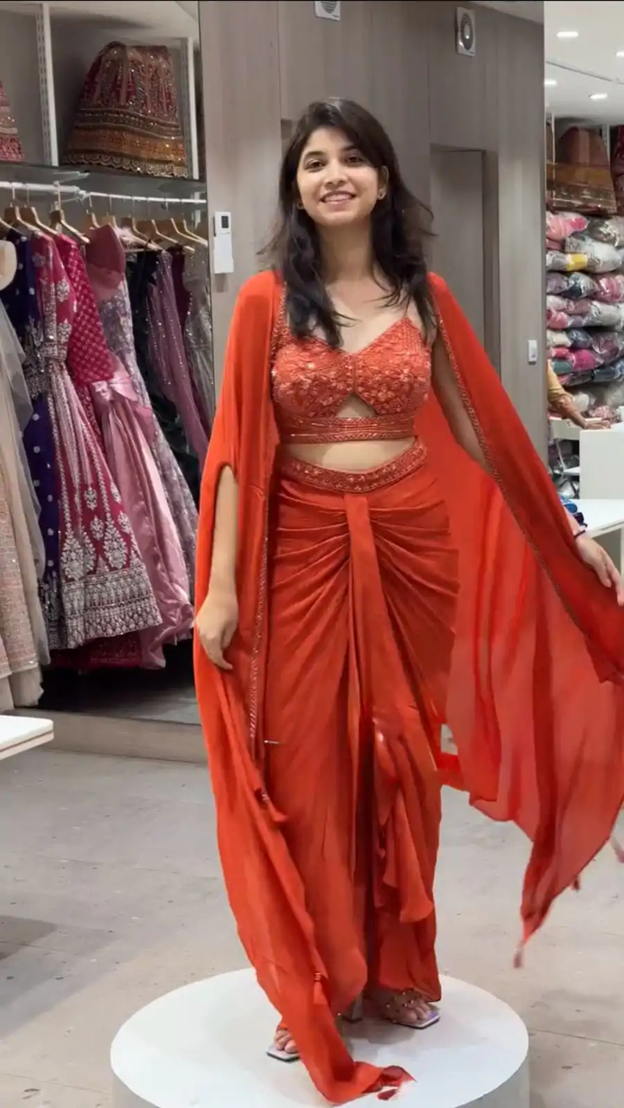 RTC 5842 Orange Color Satin Silk Thread With Sequence Dhoti Suit Casual, Wedding, Party, Festive, Events Etc.4-6 Working Days@ 2049/-only | Jump Suits, Salwar suit, Casual Suits, Creative suits, Designer Suits, Palazzo Suits, Party Wear Suits, Patiala Suits, Straight Suits