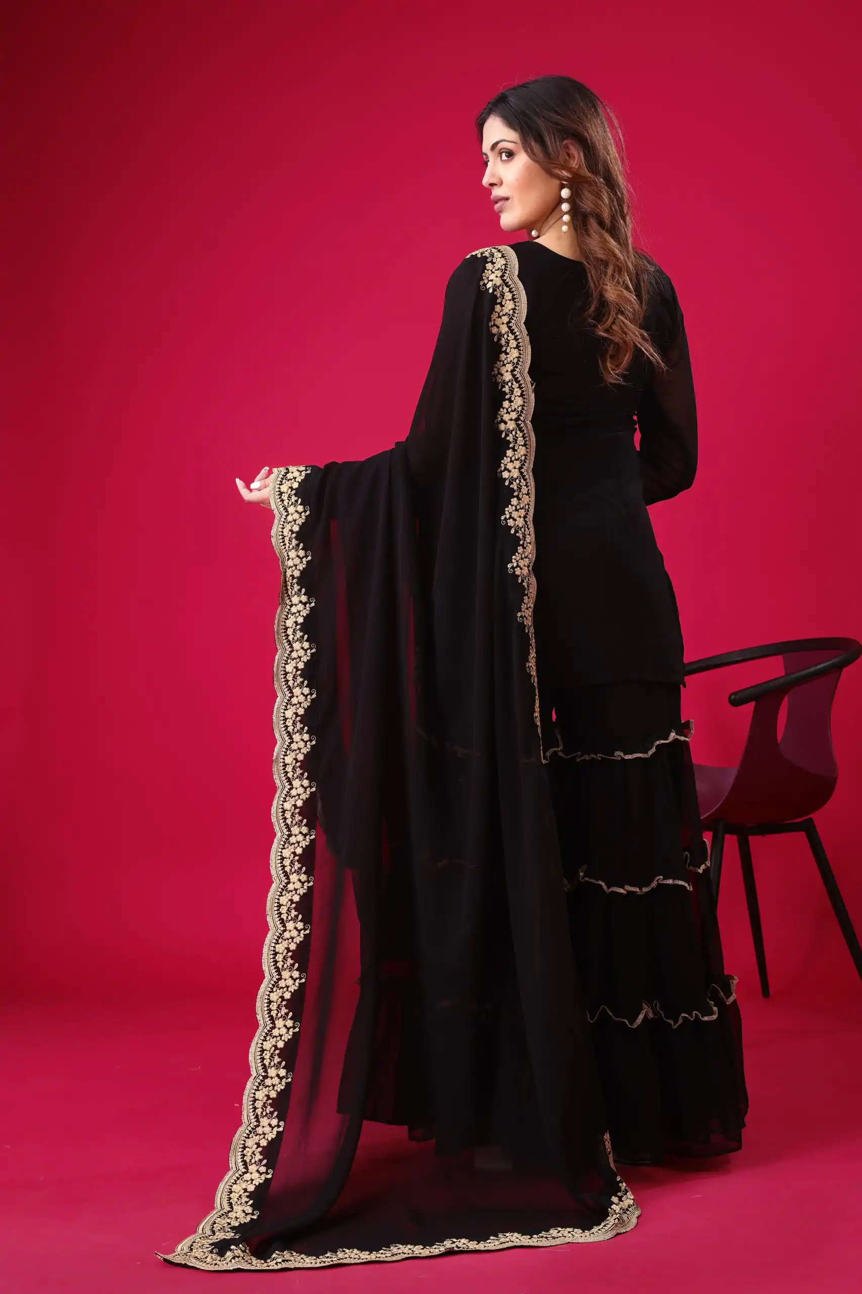 SRK 5236 Black Color Faux Georgette With Embroidery Sequence Work Salwar Suit , Wedding, Party, Festive, Events Etc.4-6 Working Days@ 2099/-only | Jump Suits, Salwar suit, Casual Suits, Creative suits, Designer Suits, Palazzo Suits, Party Wear Suits, Patiala Suits, Straight Suits