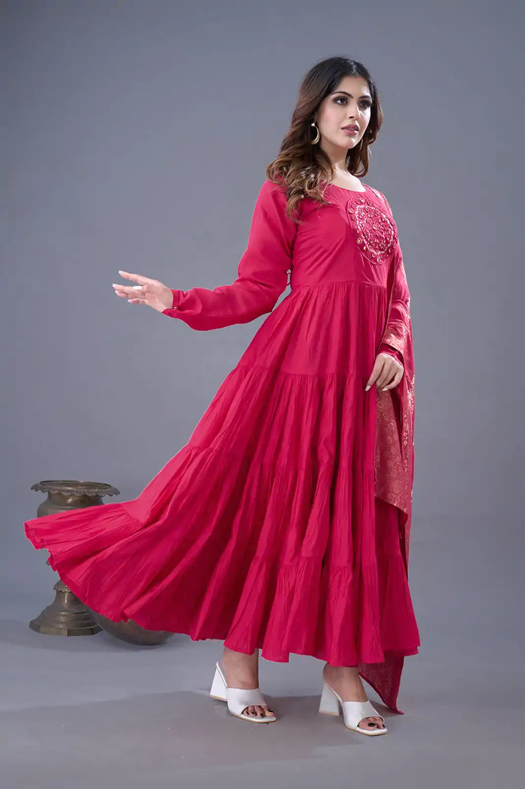 ZSR 3107 Pink Color Roman Silk With Embroidery Sequence Work Anarkali Gown Wedding Party, Festive, Events Etc.4-6 Working Days@1999/- only | Gowns, Bollywood Gowns, Creative Gowns, Designer Gowns, Embroidered Gowns, Party Wear Gowns, Straight Suits