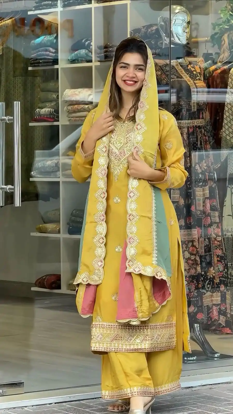 AD 145 Yellow Color Faux Georgette With Embroidery Sequence Work Salwar Suit Casual, Wedding, Party, Festive, Events Etc.4-6 Working Days@ 2099/-only | Jump Suits, Salwar suit, Casual Suits, Creative suits, Designer Suits, Palazzo Suits, Party Wear Suits, Patiala Suits, Straight Suits