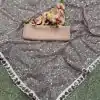 Grey Faux Georgette Khichdi Sequence Embroidery Work Saree