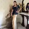Black Cream French Crape Sequence Embroidery Dhoti Suit
