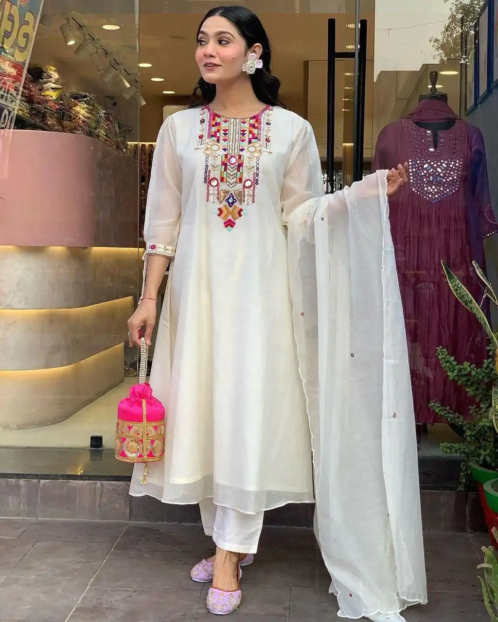 MF 748 White Color Chanderi Silk With Mirror Work Embroidery Salwar Suit Casual, Wedding, Party, Festive, Events Etc.4-6 Working Days@ 1599/-only | Jump Suits, Salwar suit, Casual Suits, Creative suits, Designer Suits, Palazzo Suits, Party Wear Suits, Patiala Suits, Straight Suits