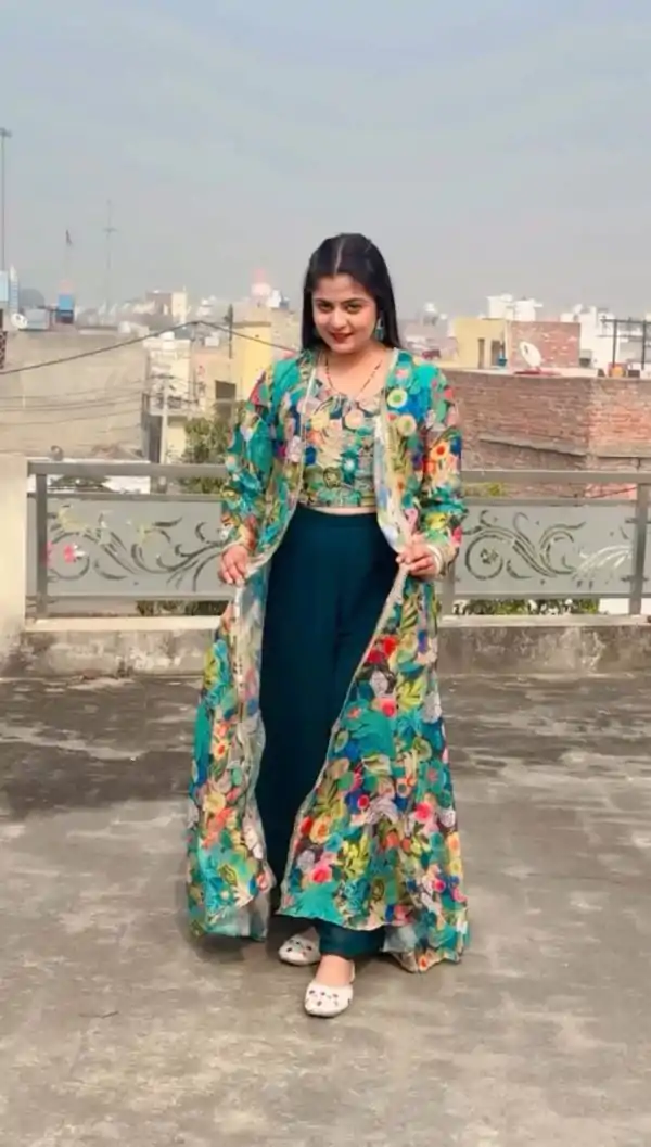 Green Fox Georgette Digital Print Work Salwar Suit