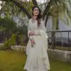 Cream Fox Georgette Embroidery Sequence Anarkali Gown