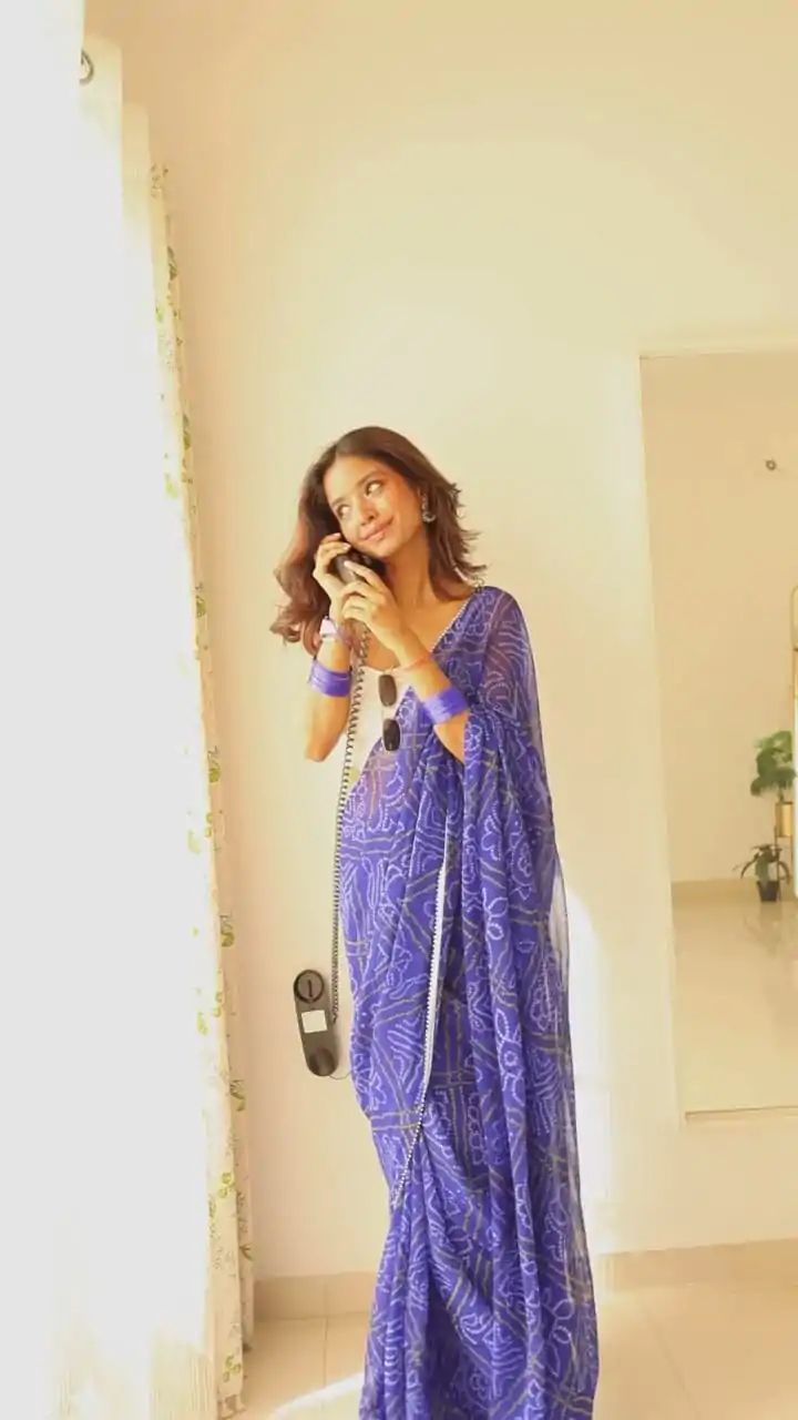 SC 410 Blue Color Soft Georgette Silk Bandhani Design Saree Casual, Wedding, Festive, Events . Expected Delivery  4-6 Working Days @1599/- only                                                                                                                                           | Sarees, Bollywood Sarees, Creative Sarees, Designer Sarees, Embroidered Sarees, Ethnic Saree, Modern Digital sarees, Party Wear Sarees