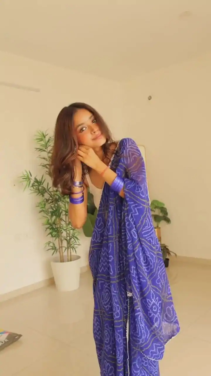 SC 410 Blue Color Soft Georgette Silk Bandhani Design Saree Casual, Wedding, Festive, Events . Expected Delivery  4-6 Working Days @1599/- only                                                                                                                                           | Sarees, Bollywood Sarees, Creative Sarees, Designer Sarees, Embroidered Sarees, Ethnic Saree, Modern Digital sarees, Party Wear Sarees