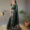Aglow Green Color Soft Litchi Silk Kubera Pattu Saree