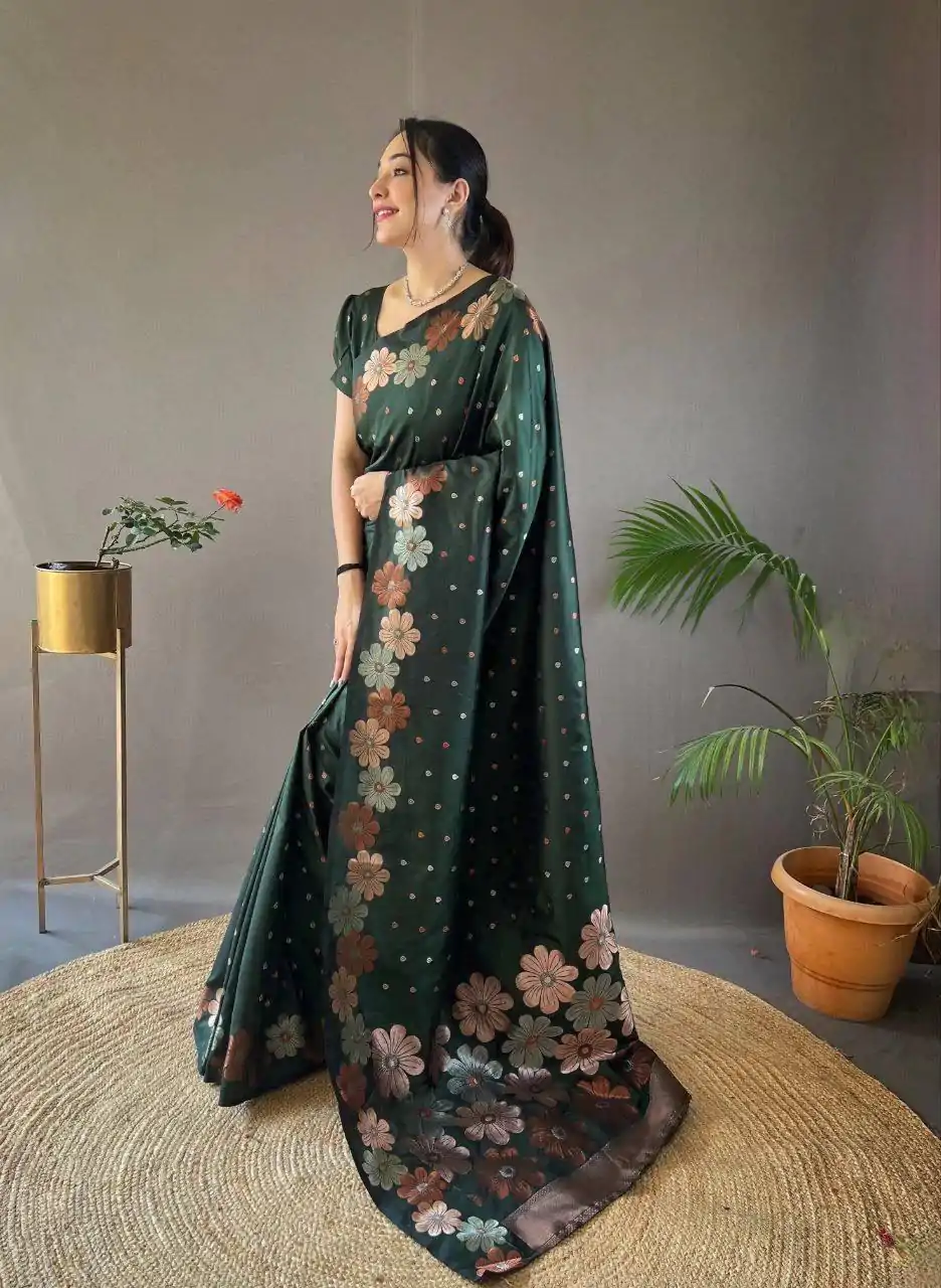 MS 482 Green Color Soft Litchi Silk Kubera Pattu Saree Casual, Wedding, Festive, Events . Expected Delivery  4-6 Working Days @1249/- only                                                                                                                                           | Sarees, Bollywood Sarees, Creative Sarees, Designer Sarees, Embroidered Sarees, Ethnic Saree, Modern Digital sarees, Party Wear Sarees