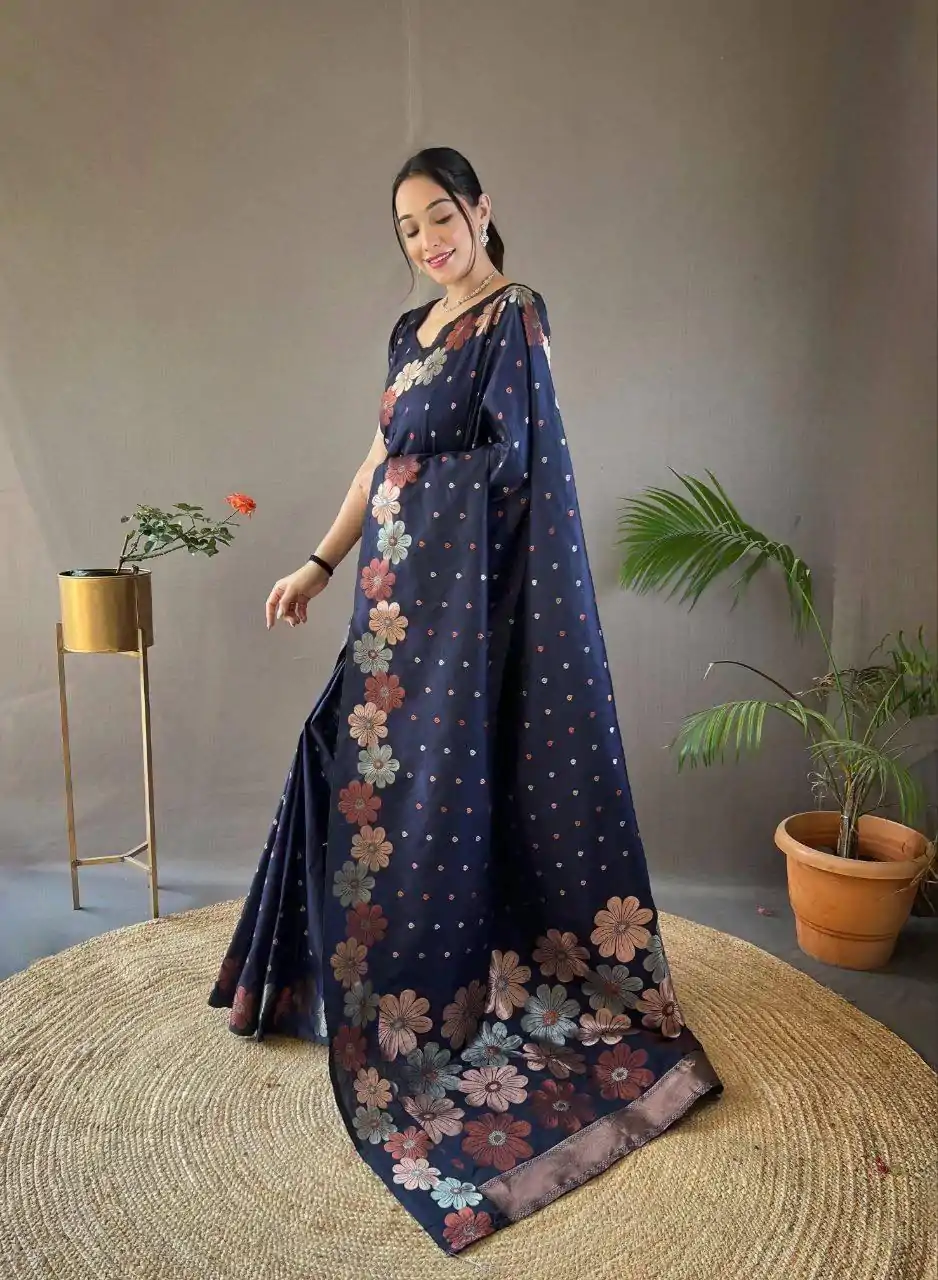 MS 482 Navy Blue Color Soft Litchi Silk Kubera Pattu Saree Casual, Wedding, Festive, Events . Expected Delivery  4-6 Working Days @1249/- only                                                                                                                                           | Sarees, Bollywood Sarees, Creative Sarees, Designer Sarees, Embroidered Sarees, Ethnic Saree, Modern Digital sarees, Party Wear Sarees